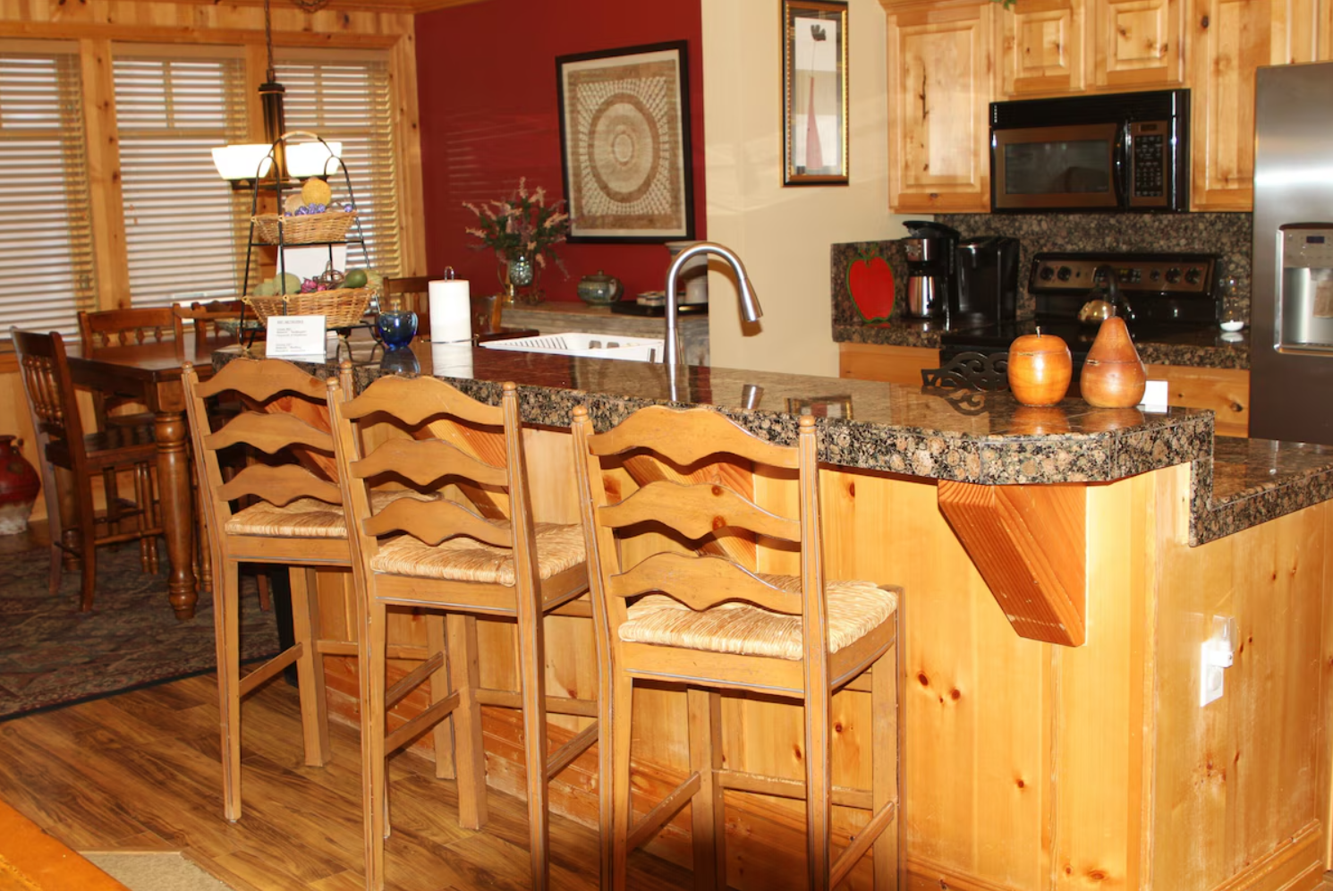 The dining room and kitchen of Unit 402.